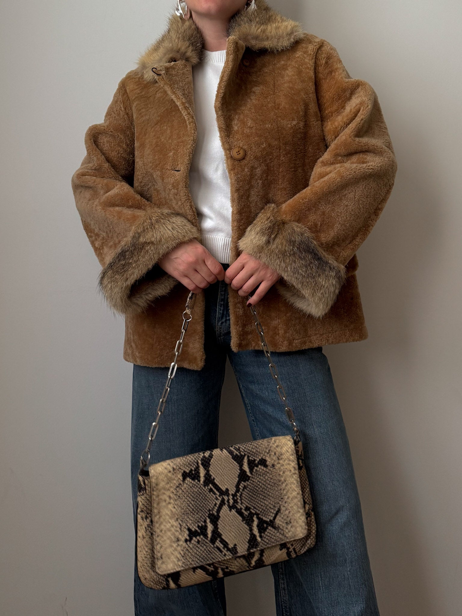 Real shearling and fur jacket