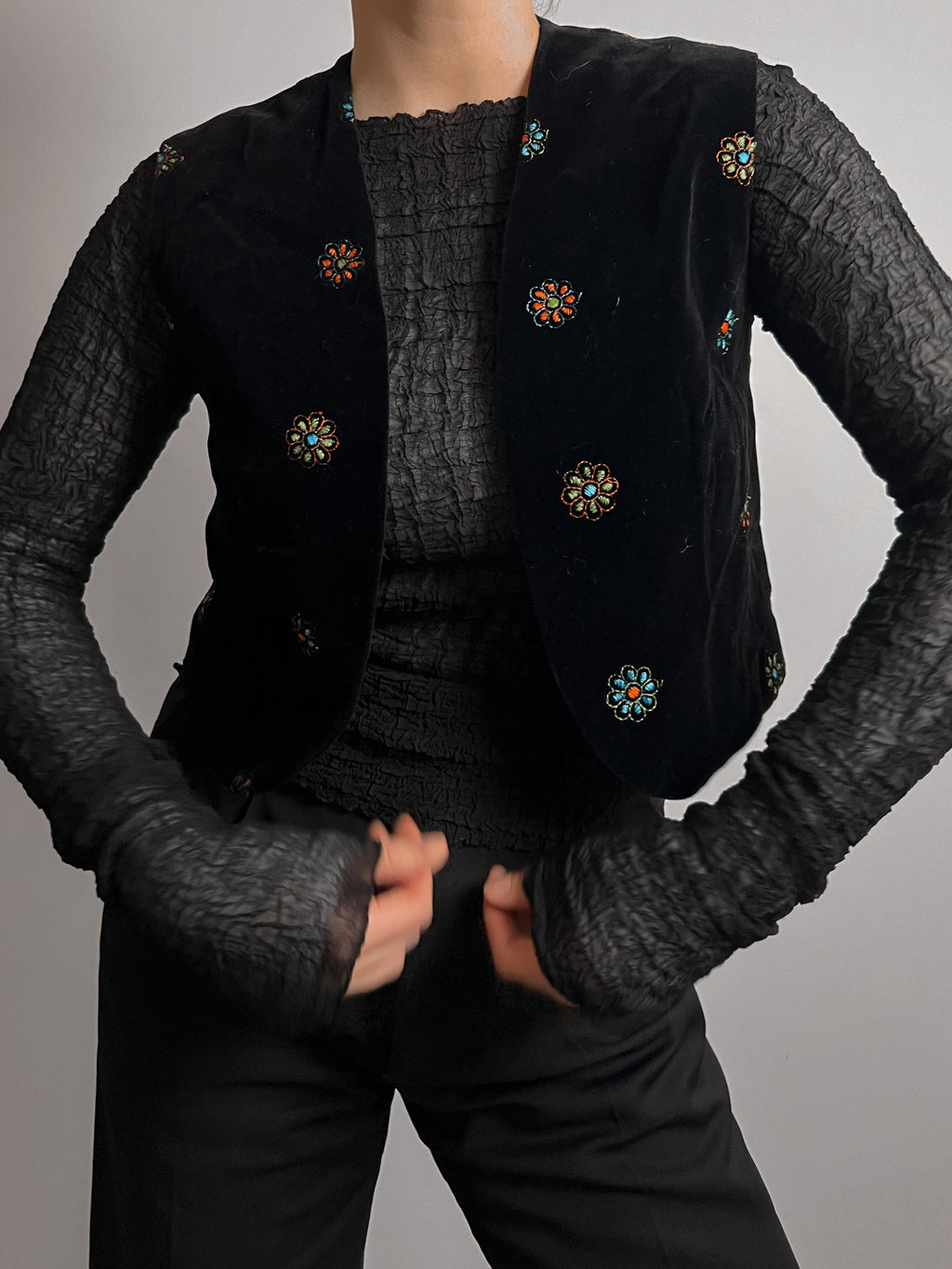 Pure velvet black vest