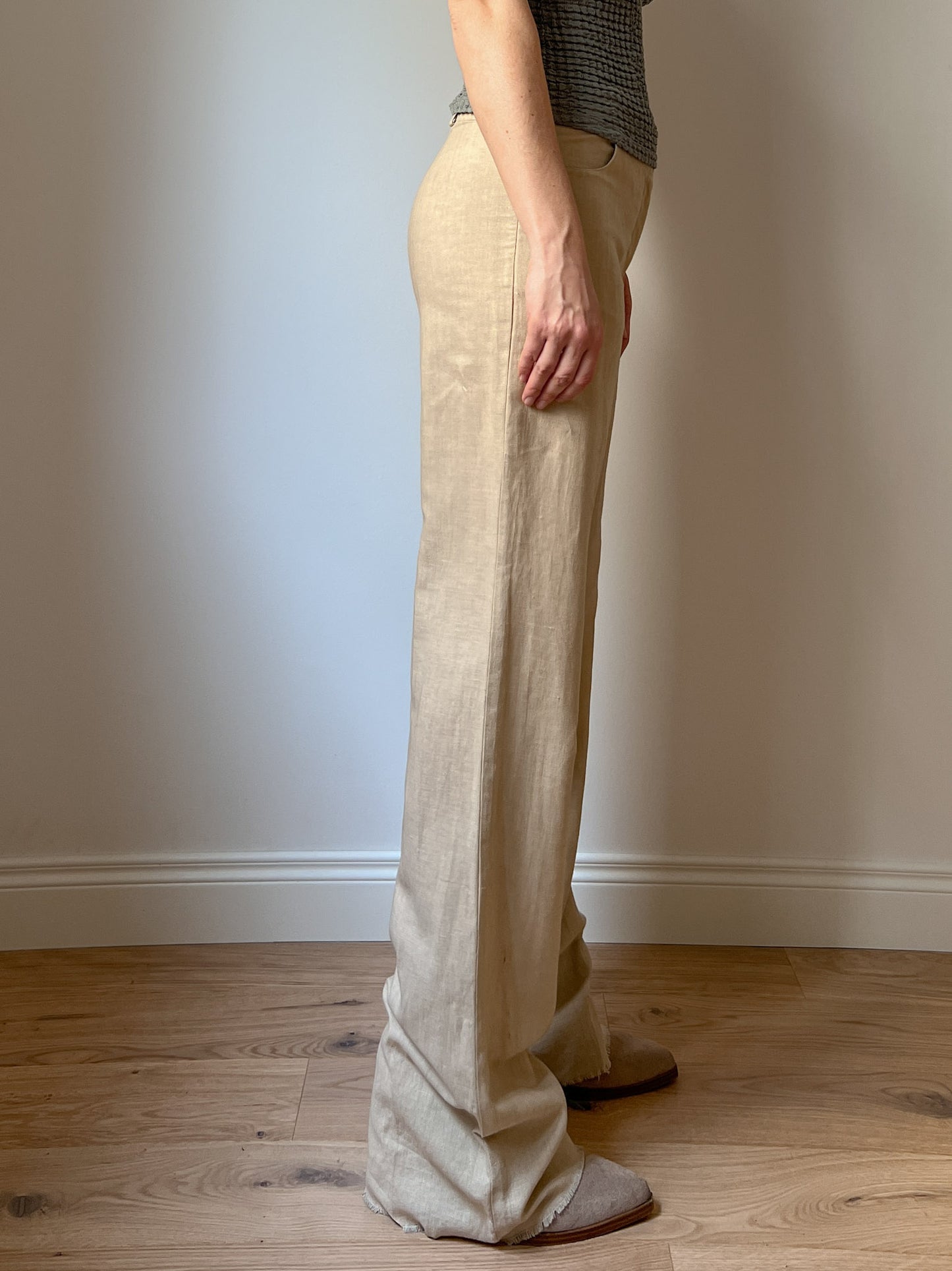 Linen and cotton beige pants