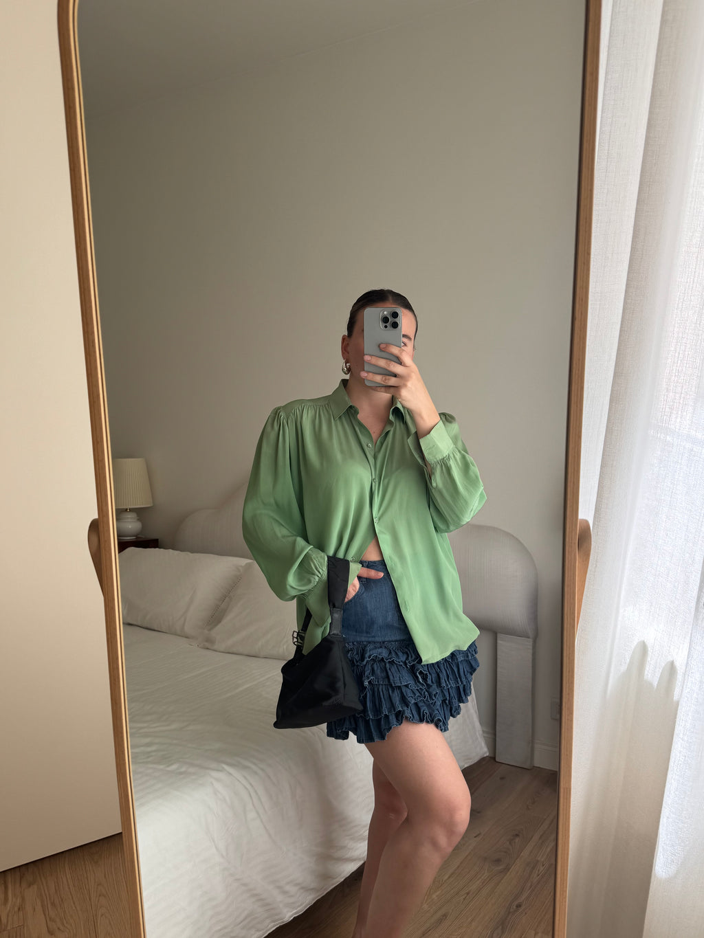 Silk blend green shirt