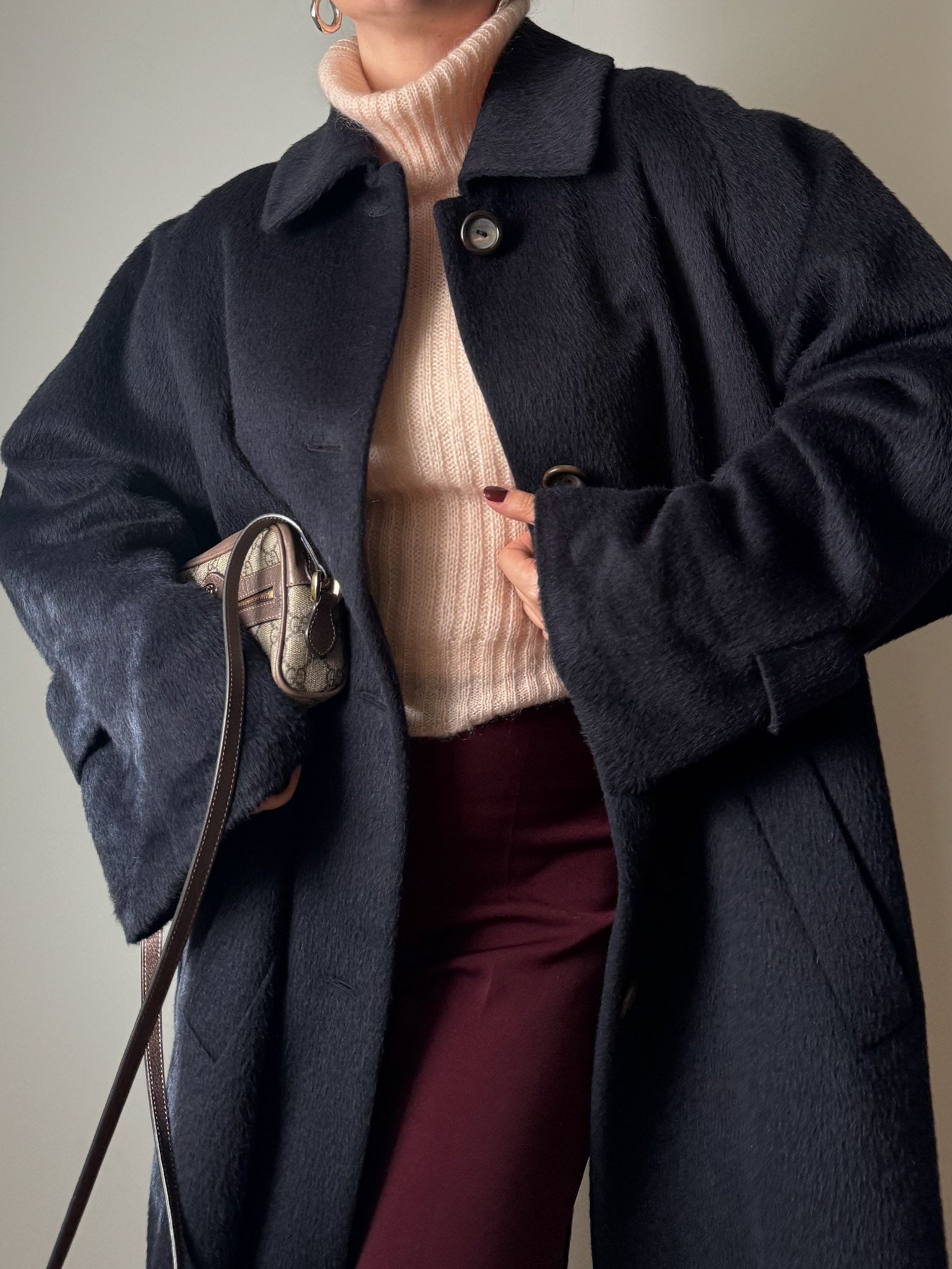 Gil Sander baby lama and wool blue coat