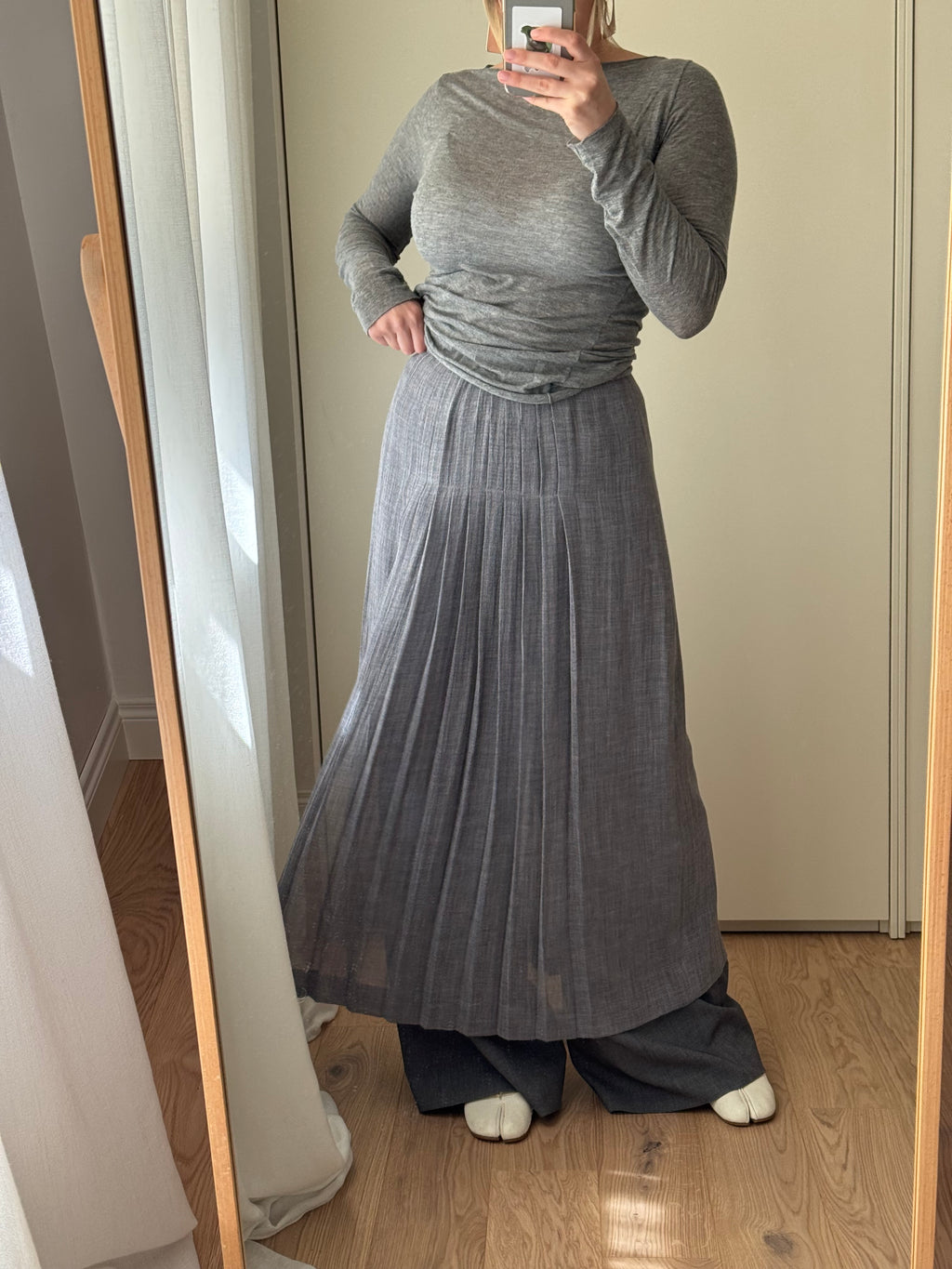 Cotton and linen grey skirt
