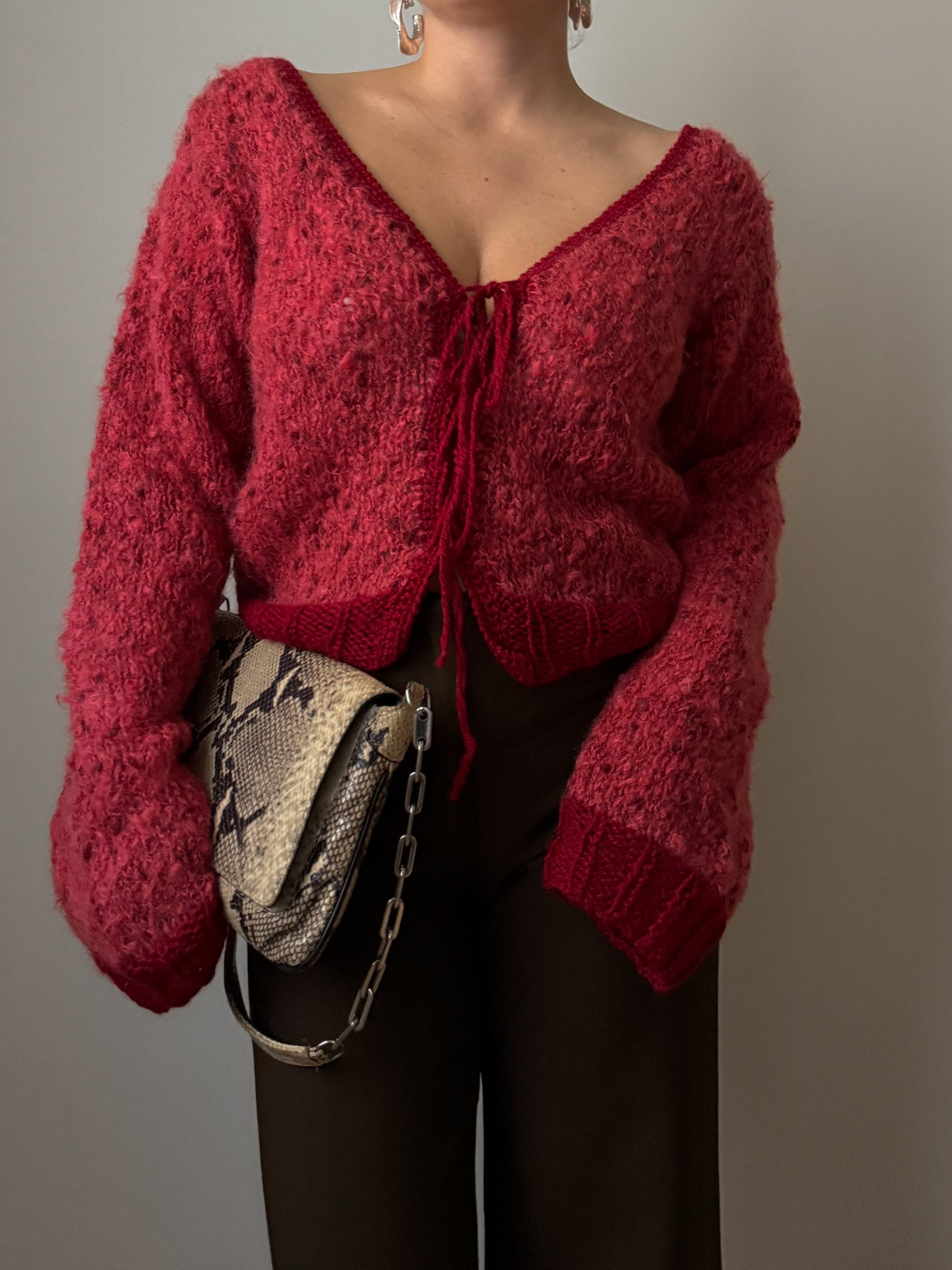 Pure wool embroidered strawberry cardigan