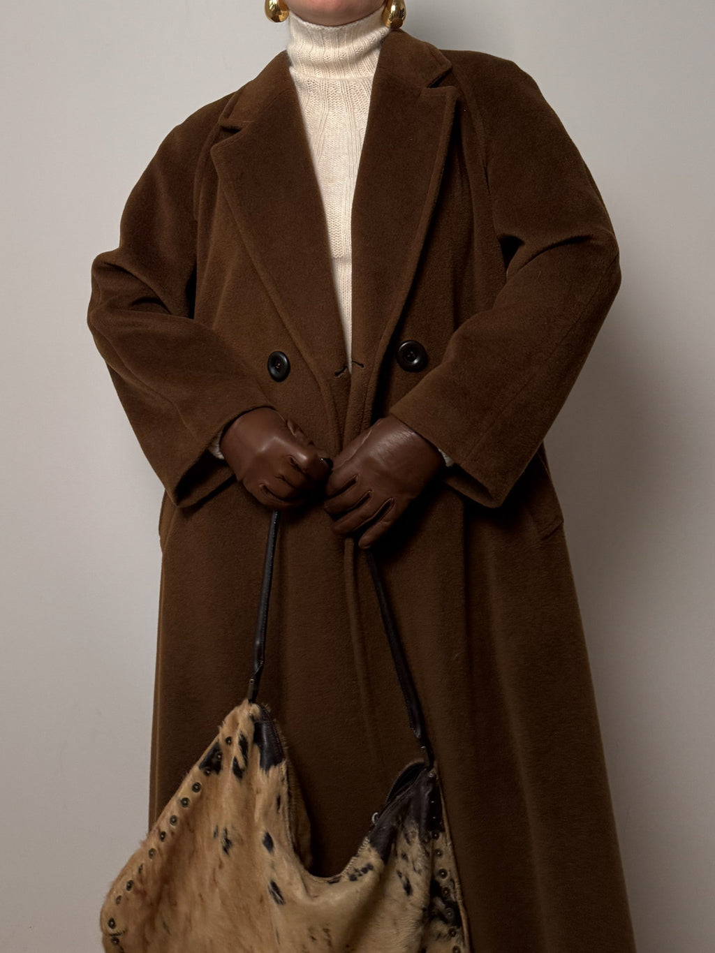 Pure virgin wool brown coat