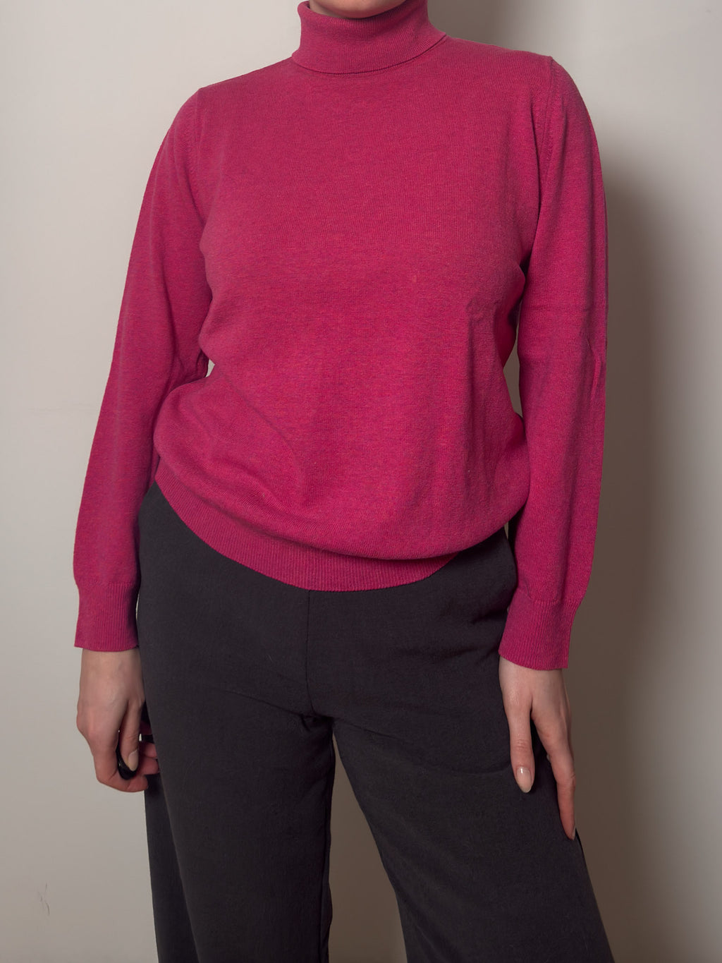 Pure new wool cyclamen turtleneck pull