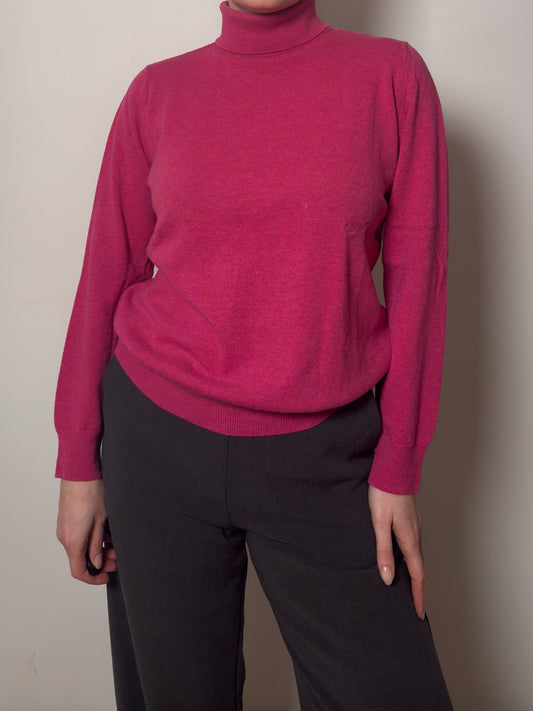 Pure new wool cyclamen turtleneck pull