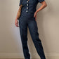 Pure linen blue denim suit