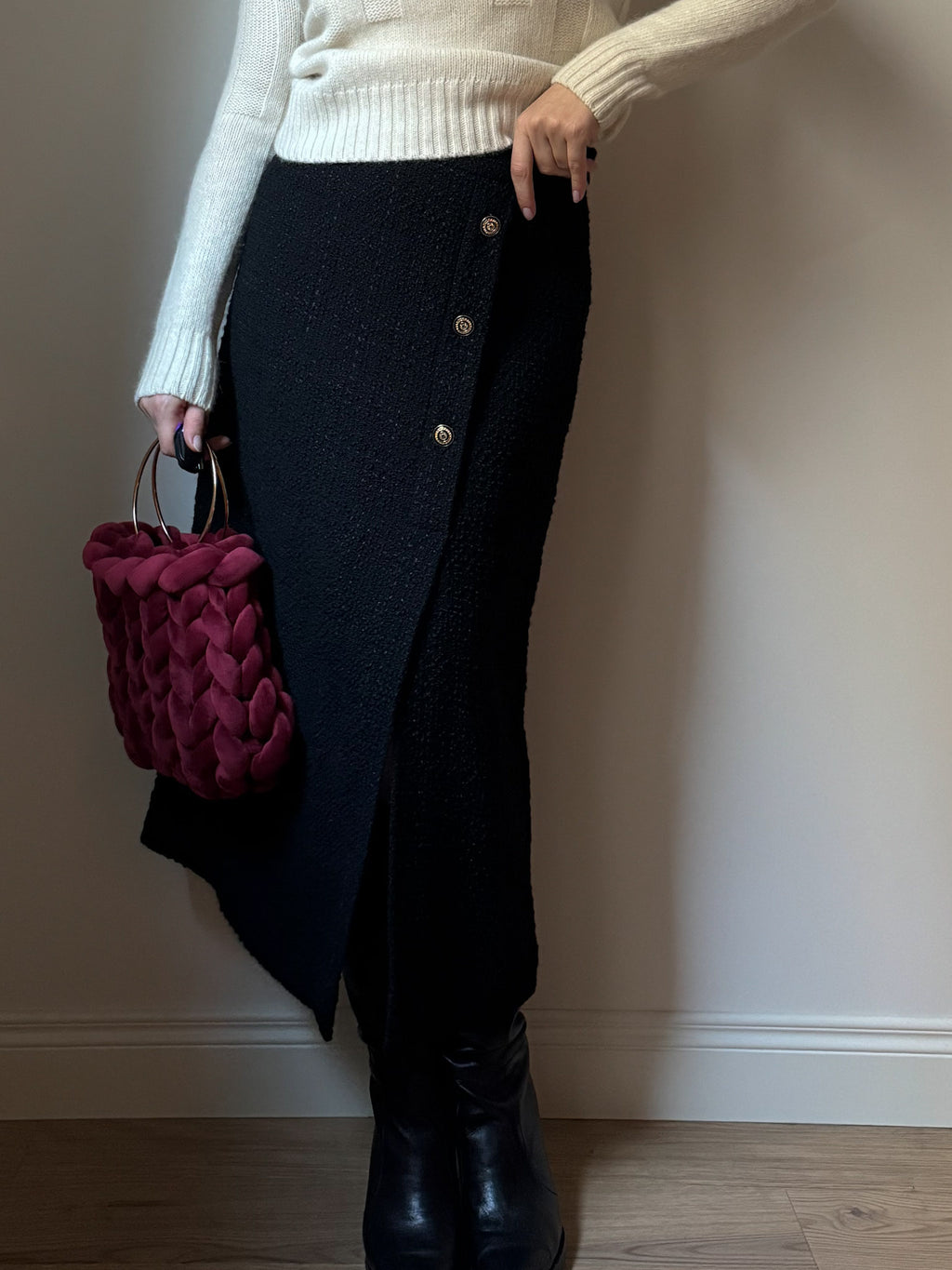 Marella wool blend black skirt