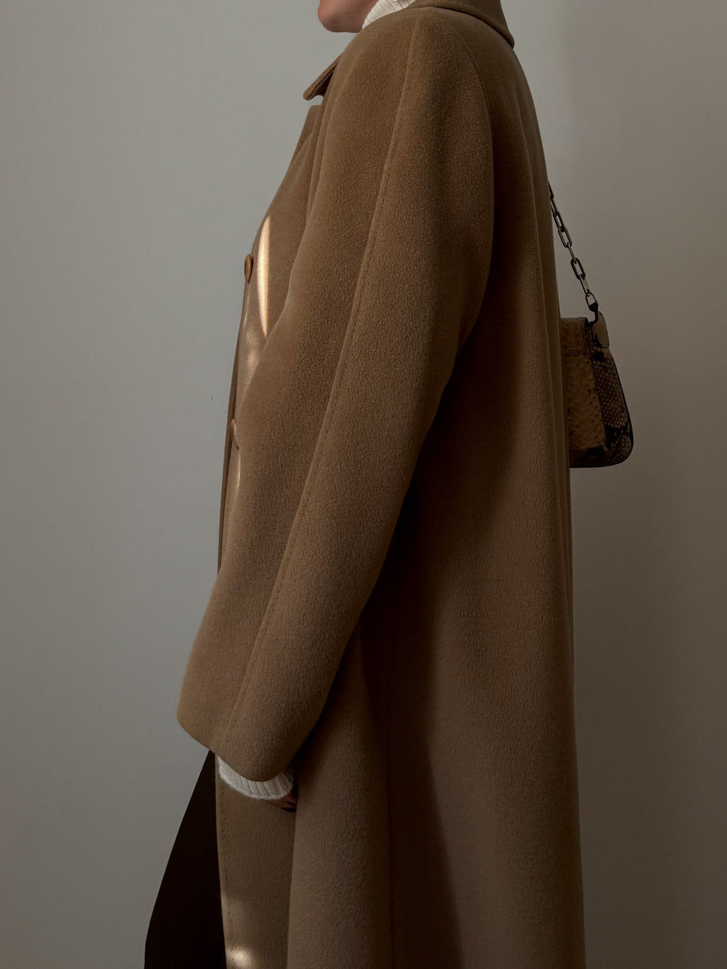 Pure wool camel long coat