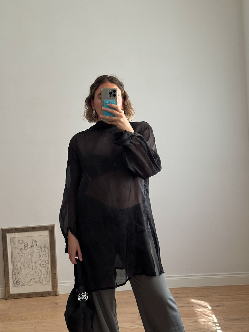 Pure silk black shirt