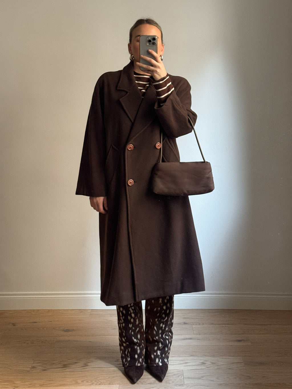 Wool chocolate long coat