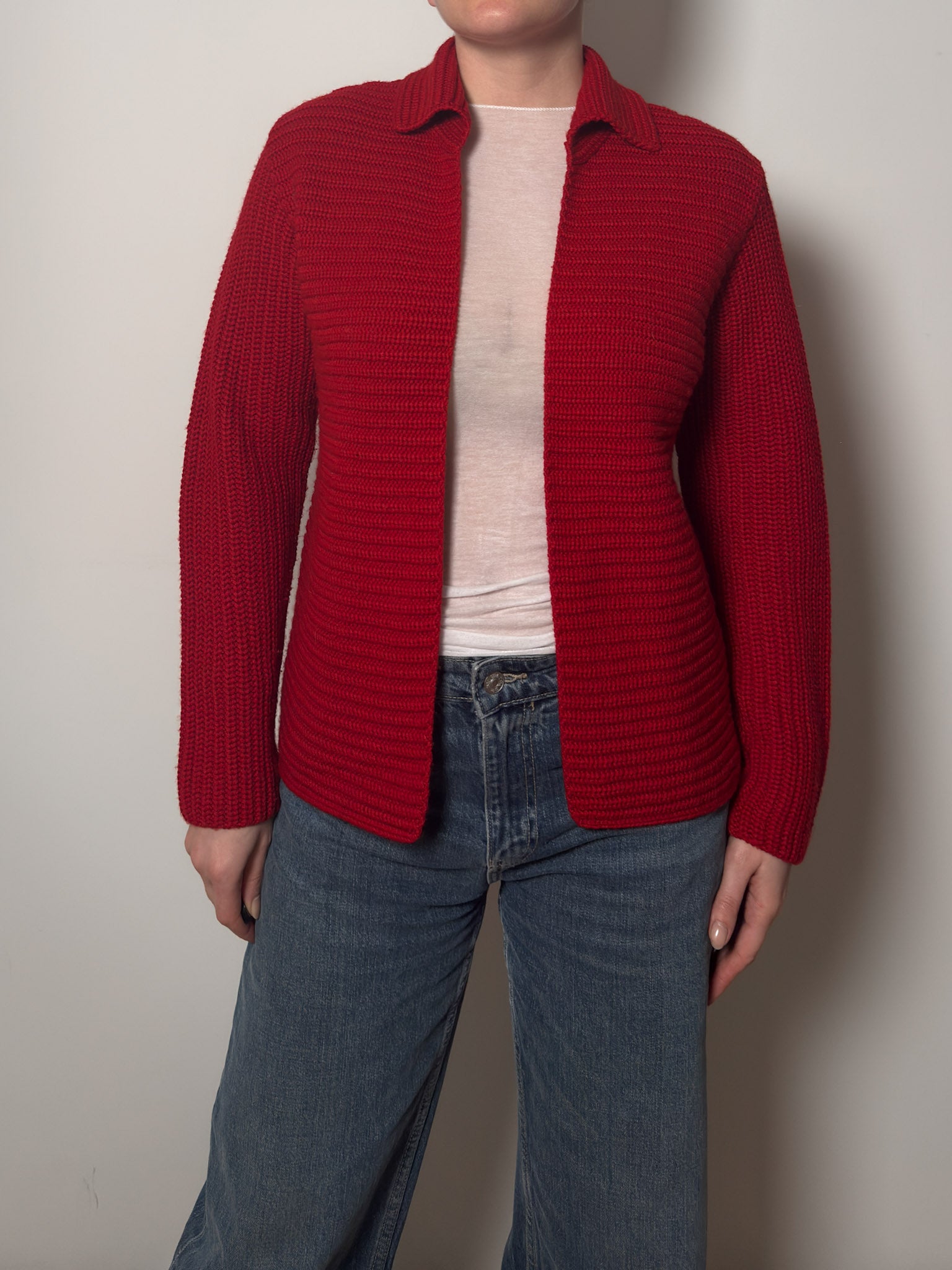 Wool blend red cardigan
