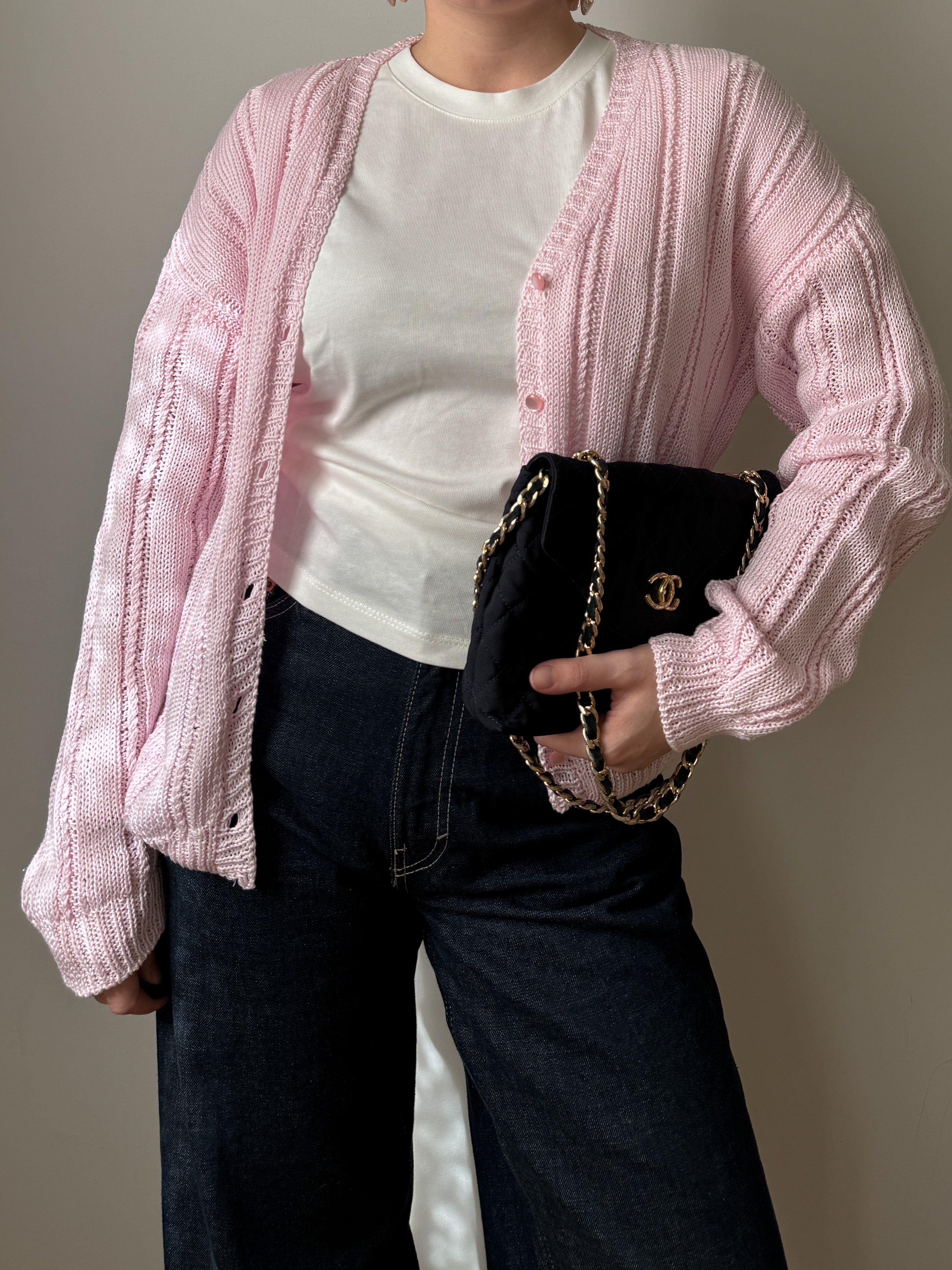 Pure cotton pink cardigan