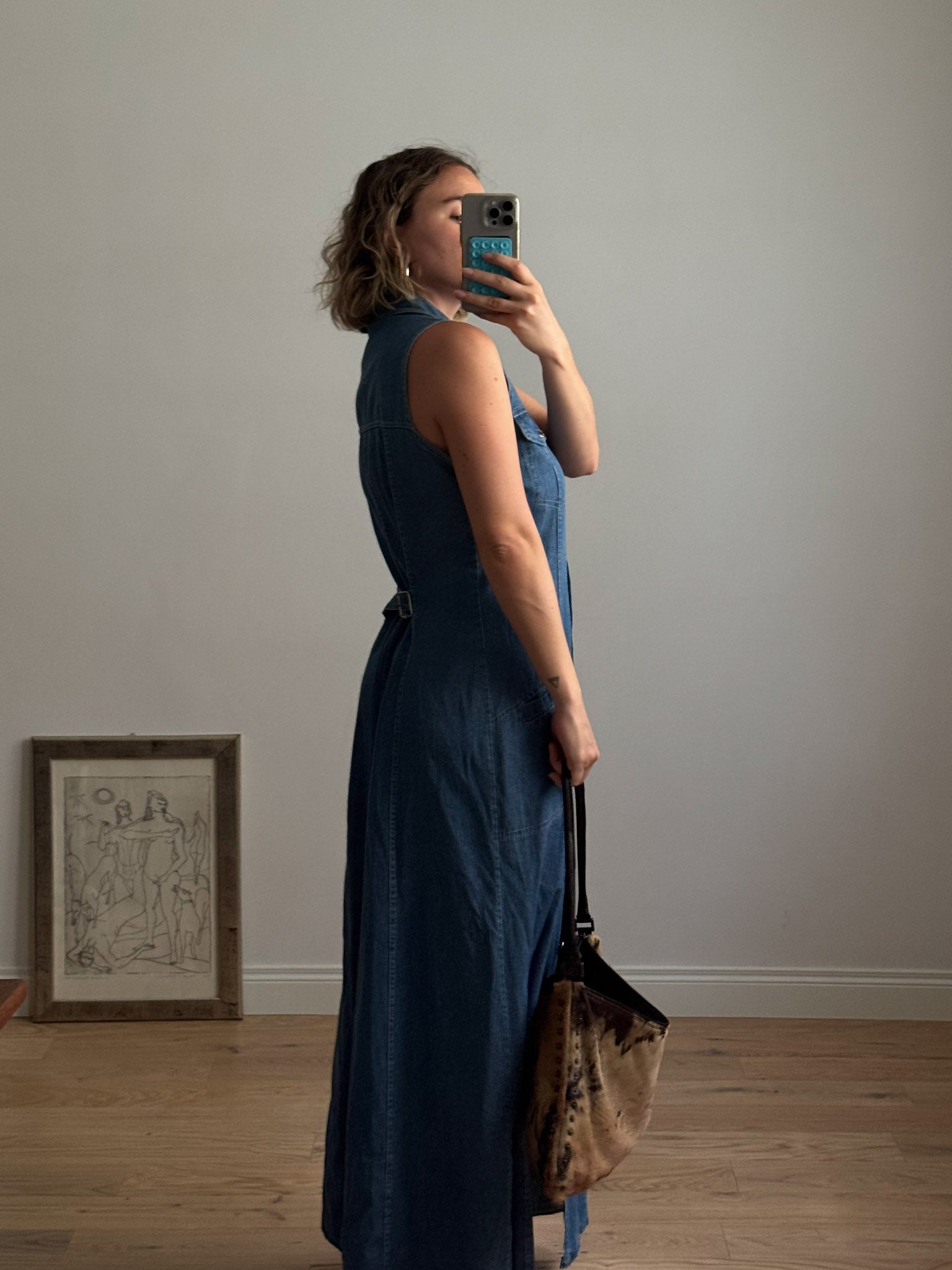 Denim long dress