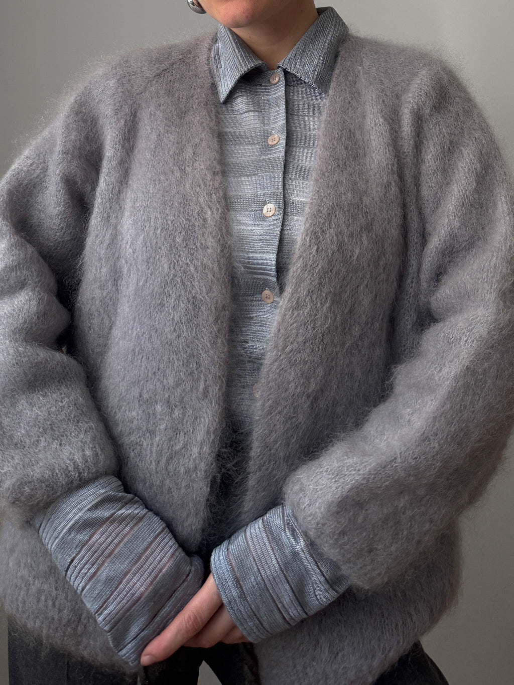 Kid mohair grey cardigan