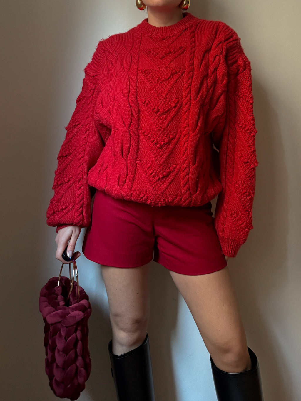 Pure wool red maxi pull