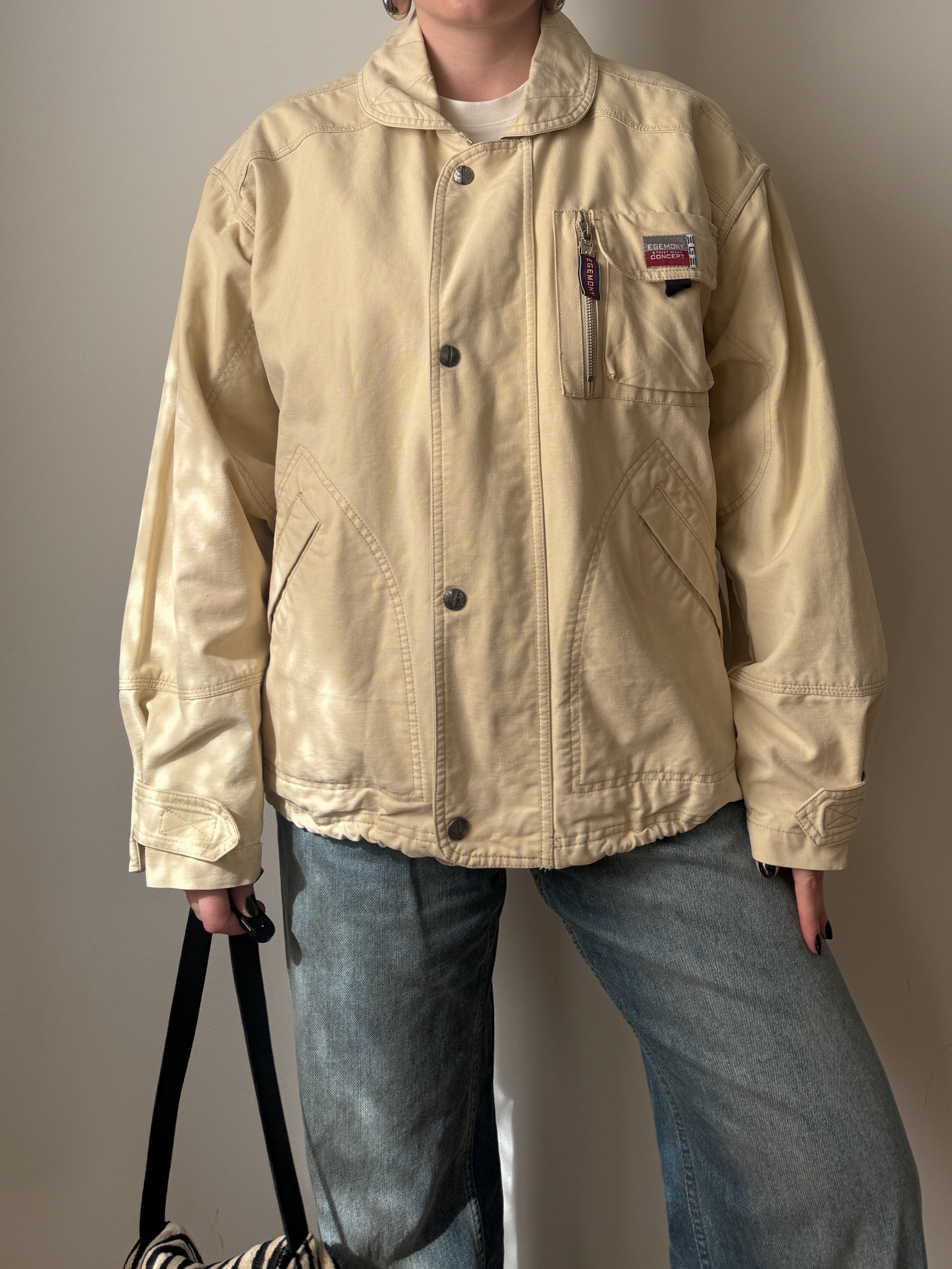 Giacca vintage in puro cotone con dettagli utility