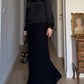 Pure wool black long skirt
