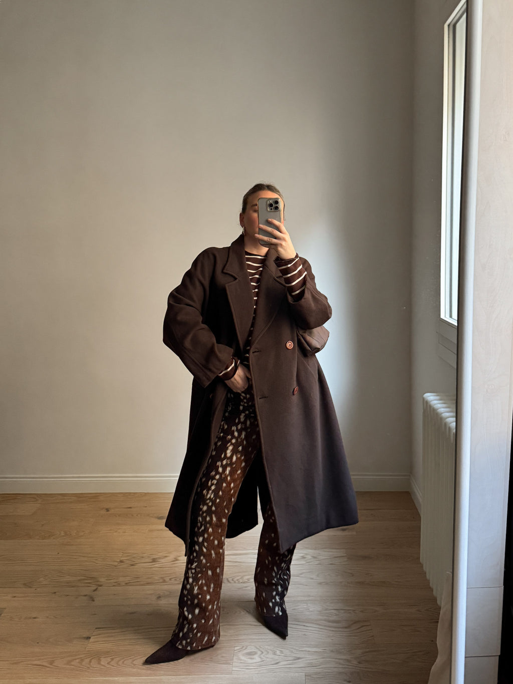 Wool chocolate long coat