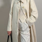 Cotton and virgin wool ivory coat