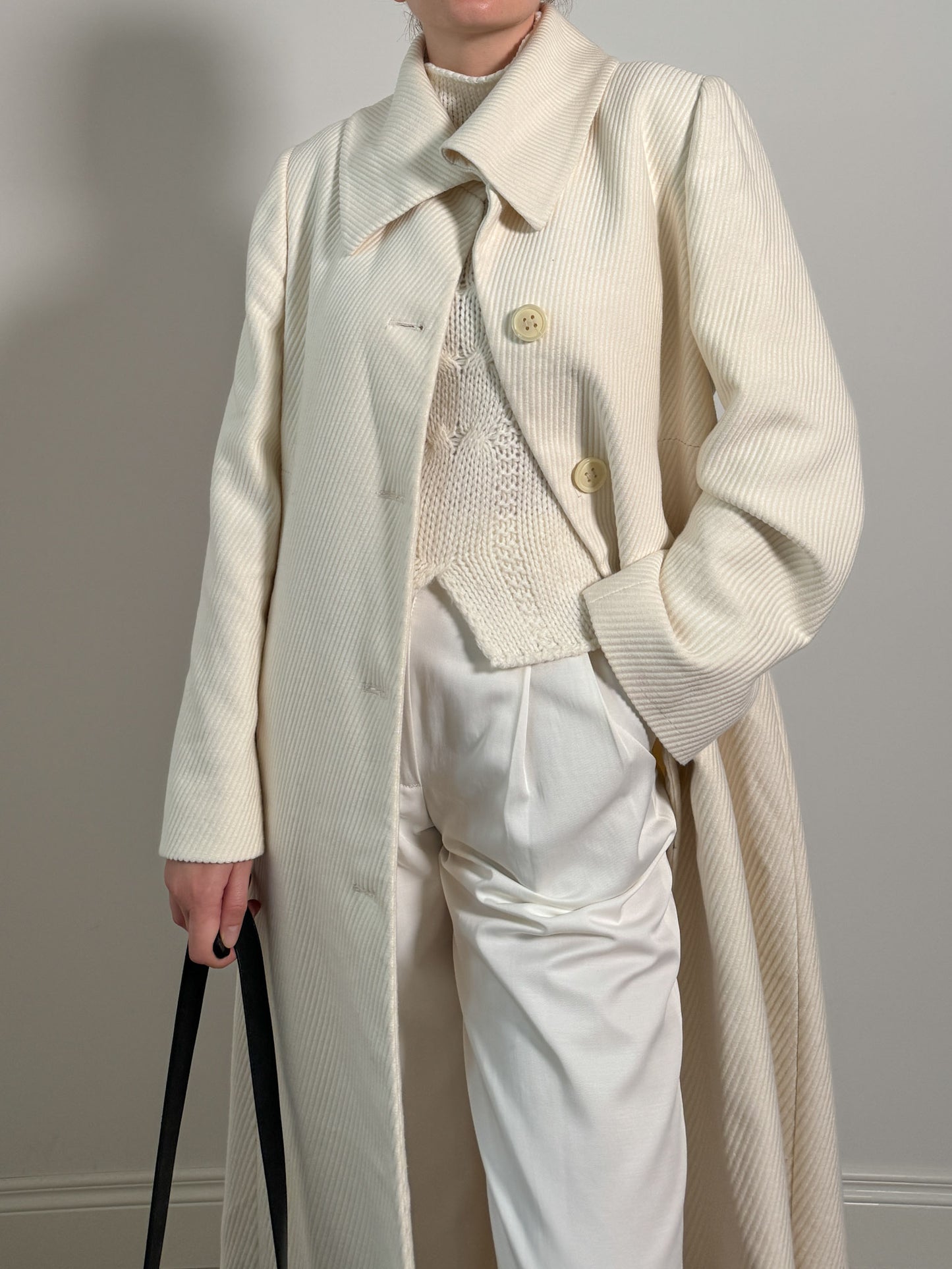 Cotton and virgin wool ivory coat