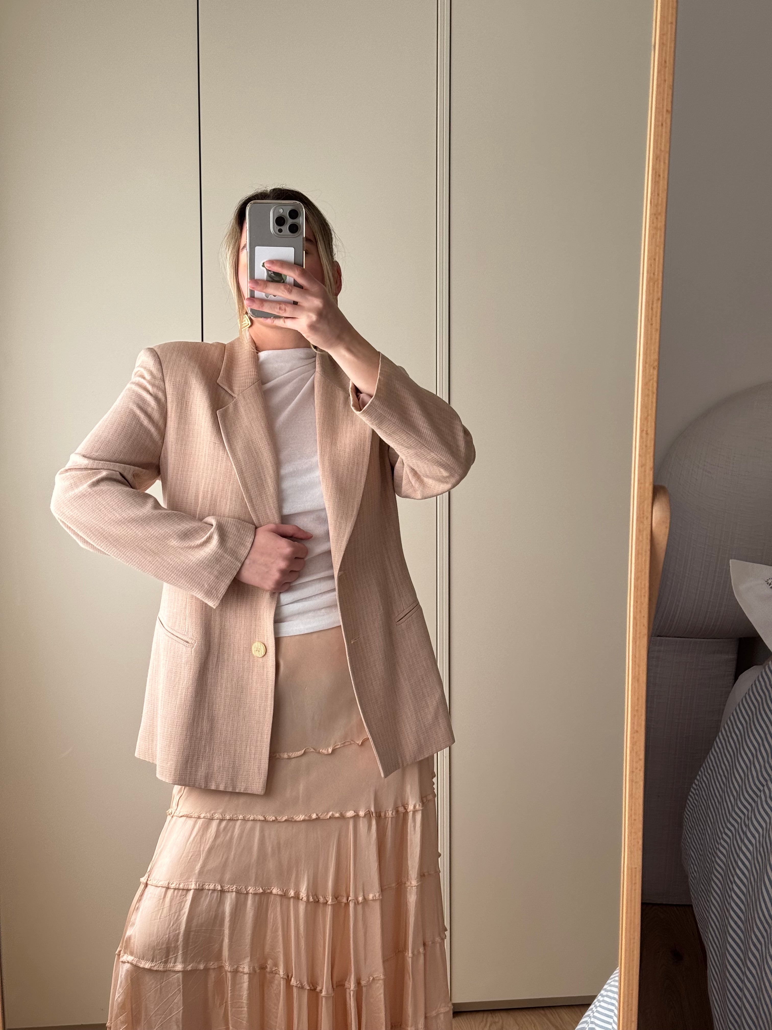 Viscose and wool pink blazer