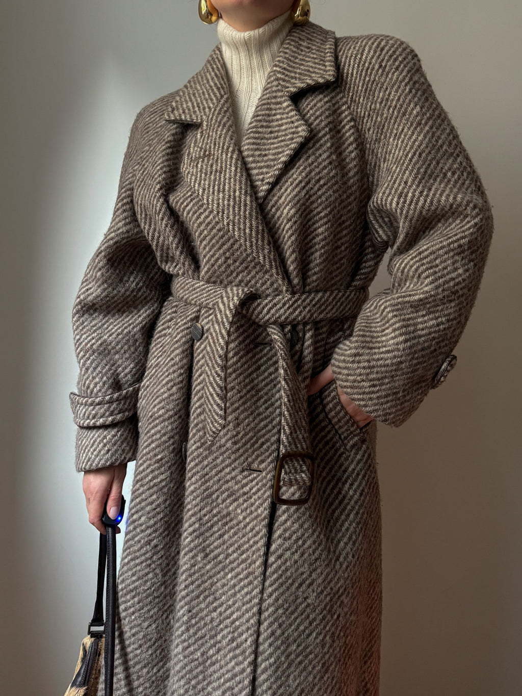 Pure wool herringbone coat