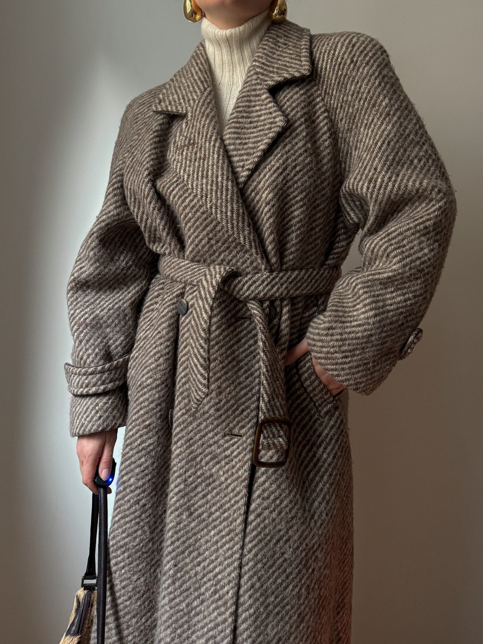 Pure wool herringbone coat