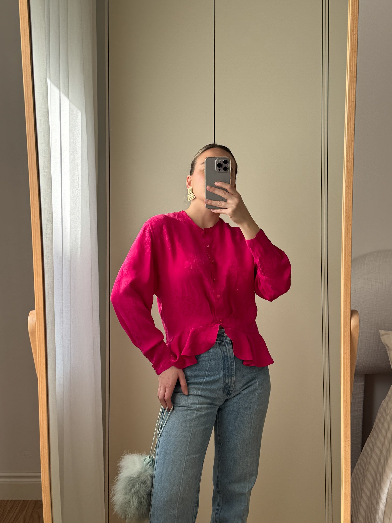 Pure silk cyclamen blouse