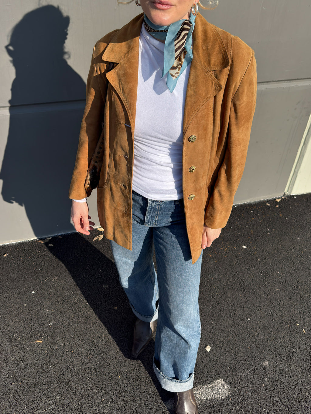 Real suede camel jacket