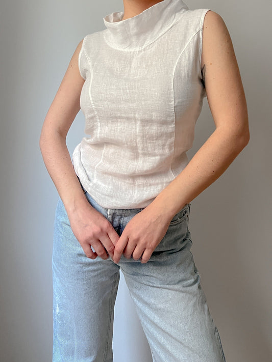 Pure linen white top