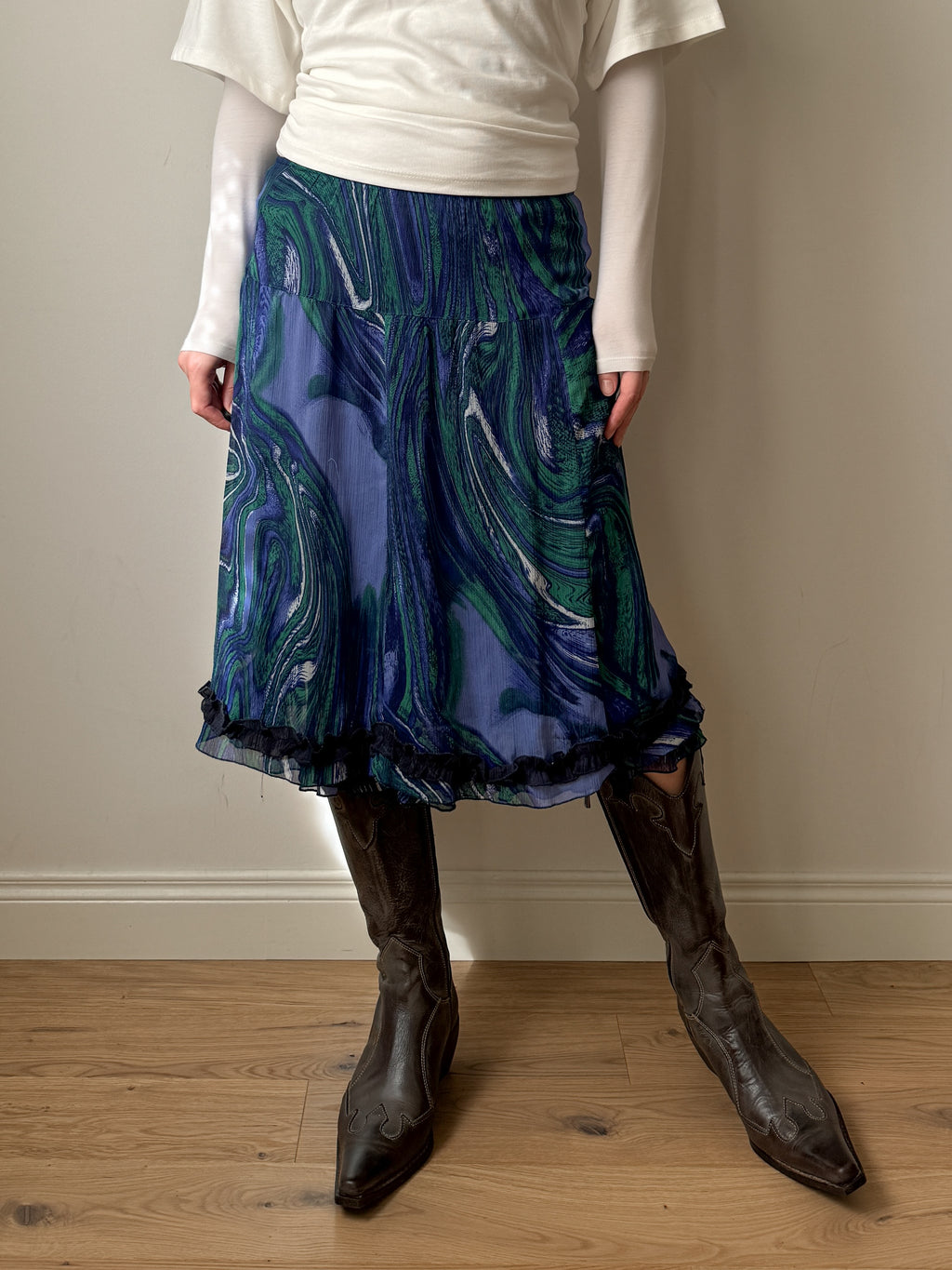 Pure viscose printed skirt