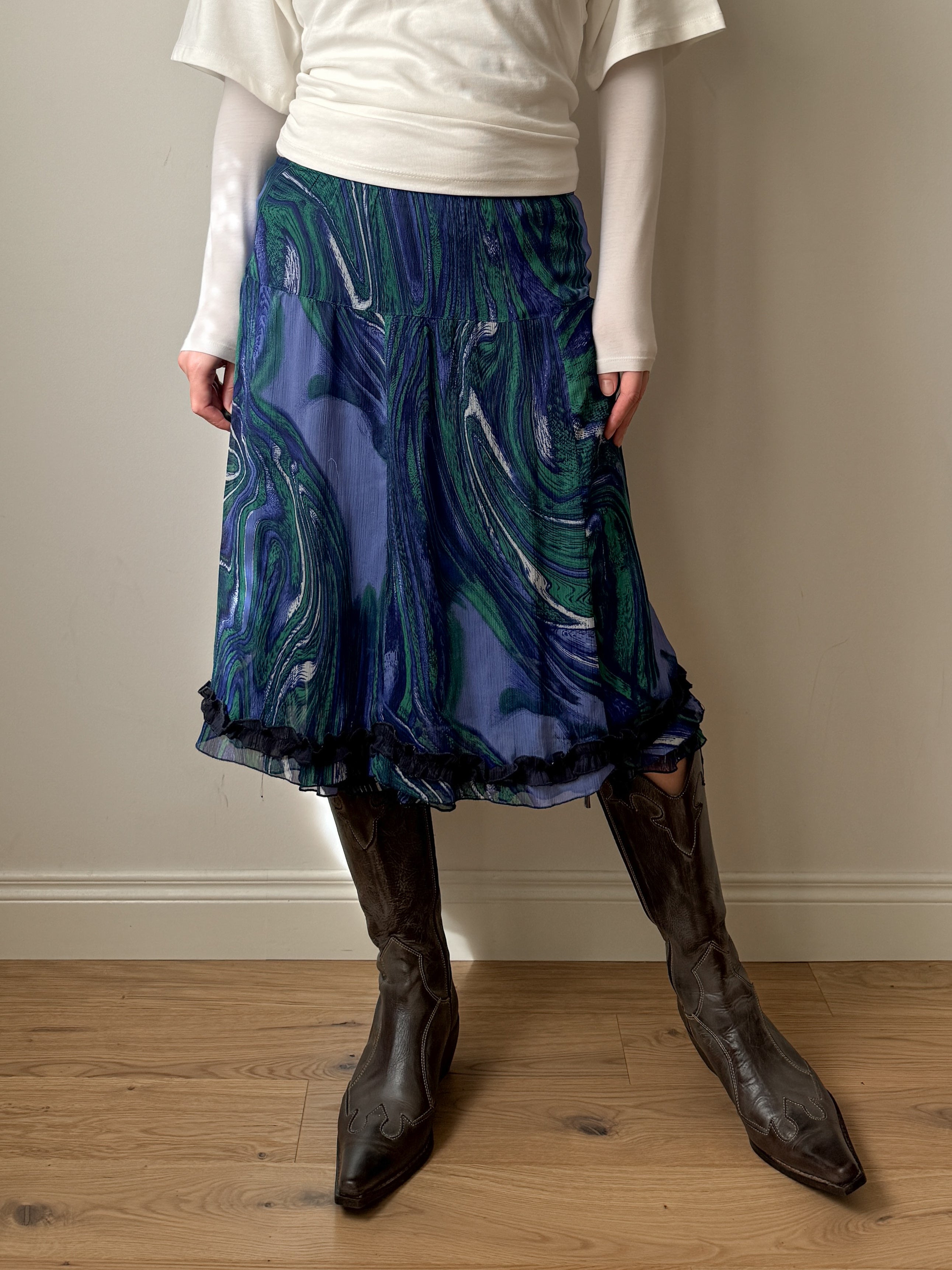 Pure viscose printed skirt