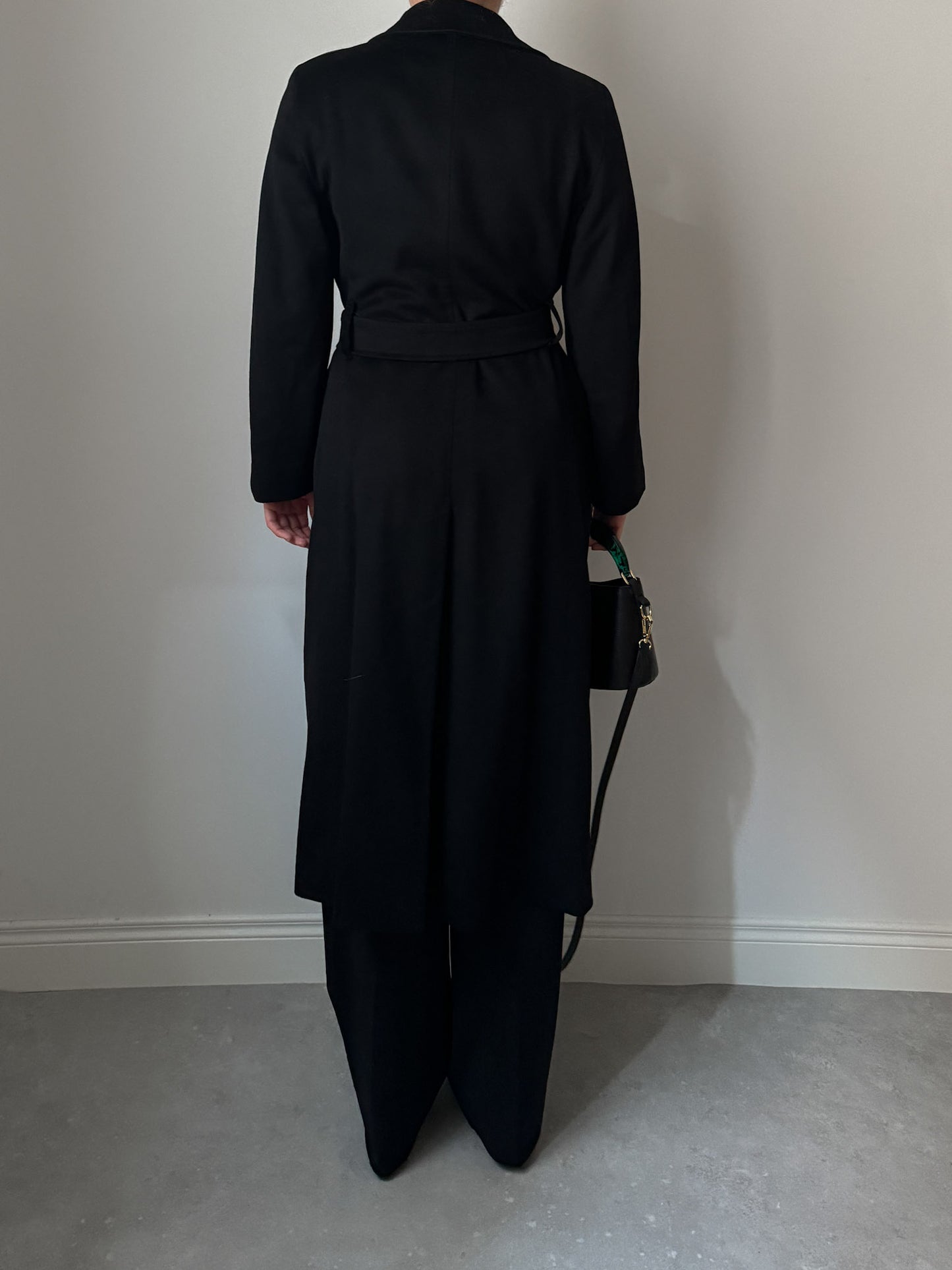 Pure wool black long coat