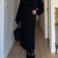 Lambswool, angora and strass black dress