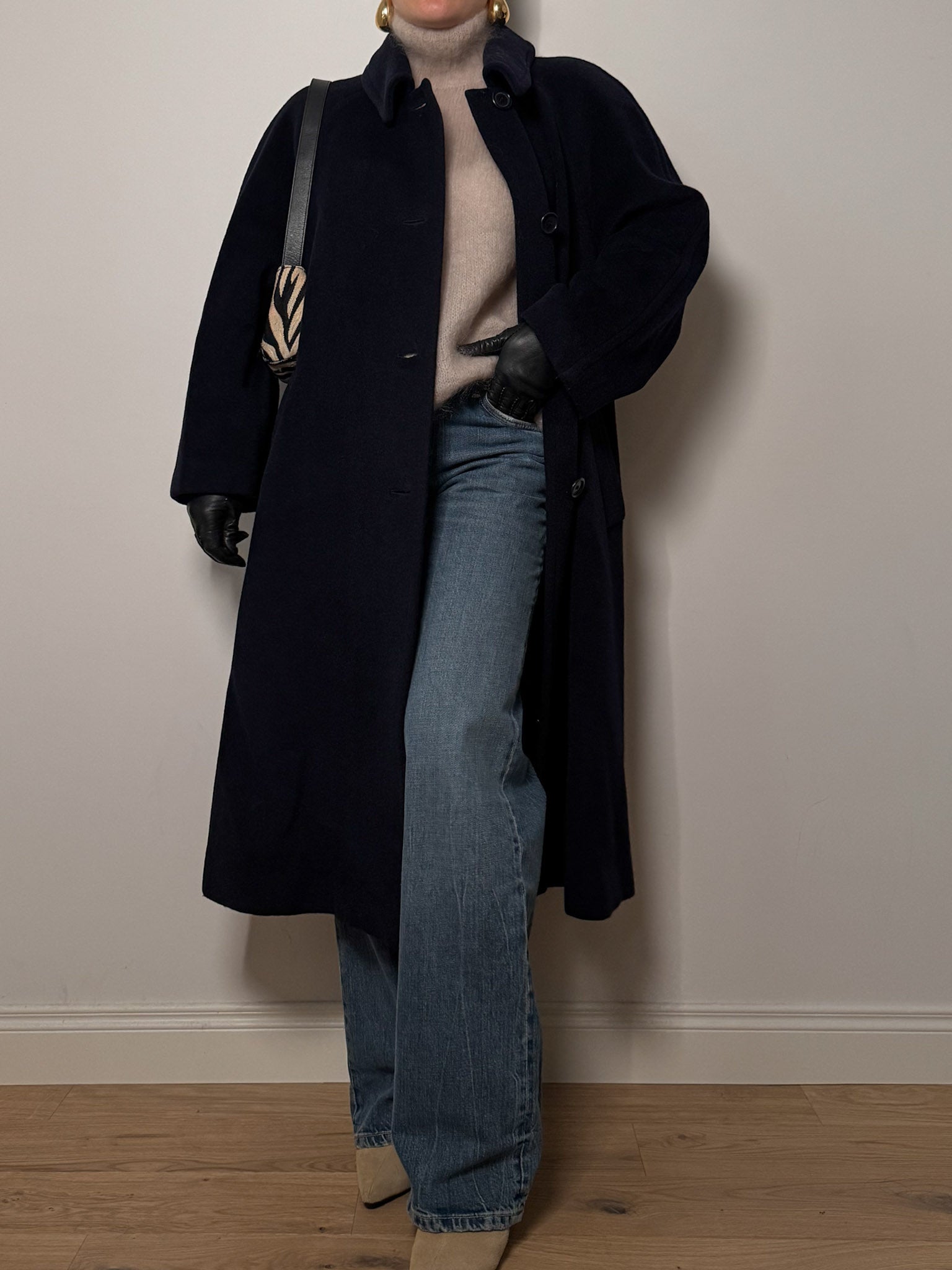 Wool, mohair and alpaca blue coat