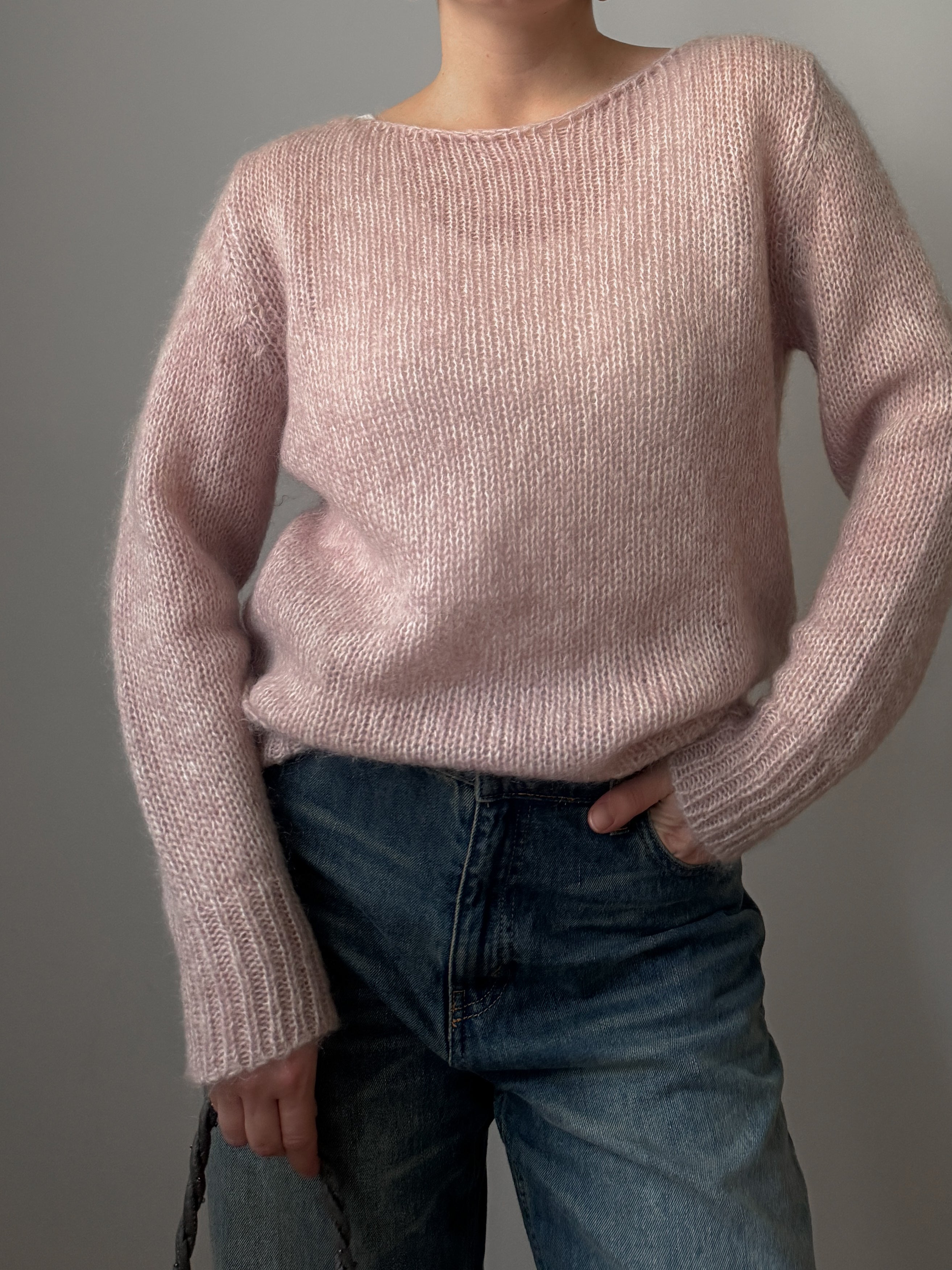 Kid mohair and merino wool pink pull