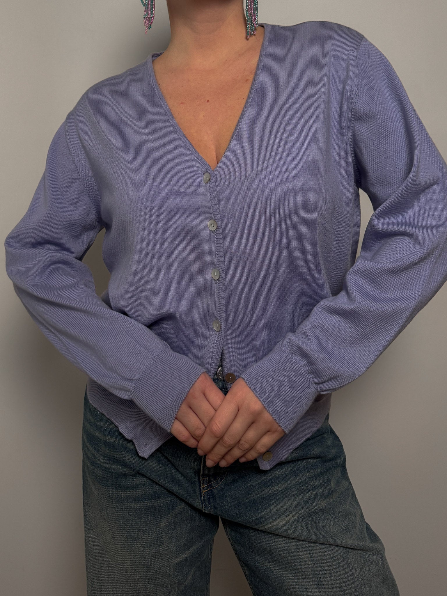 Merino wool lavander cardigan