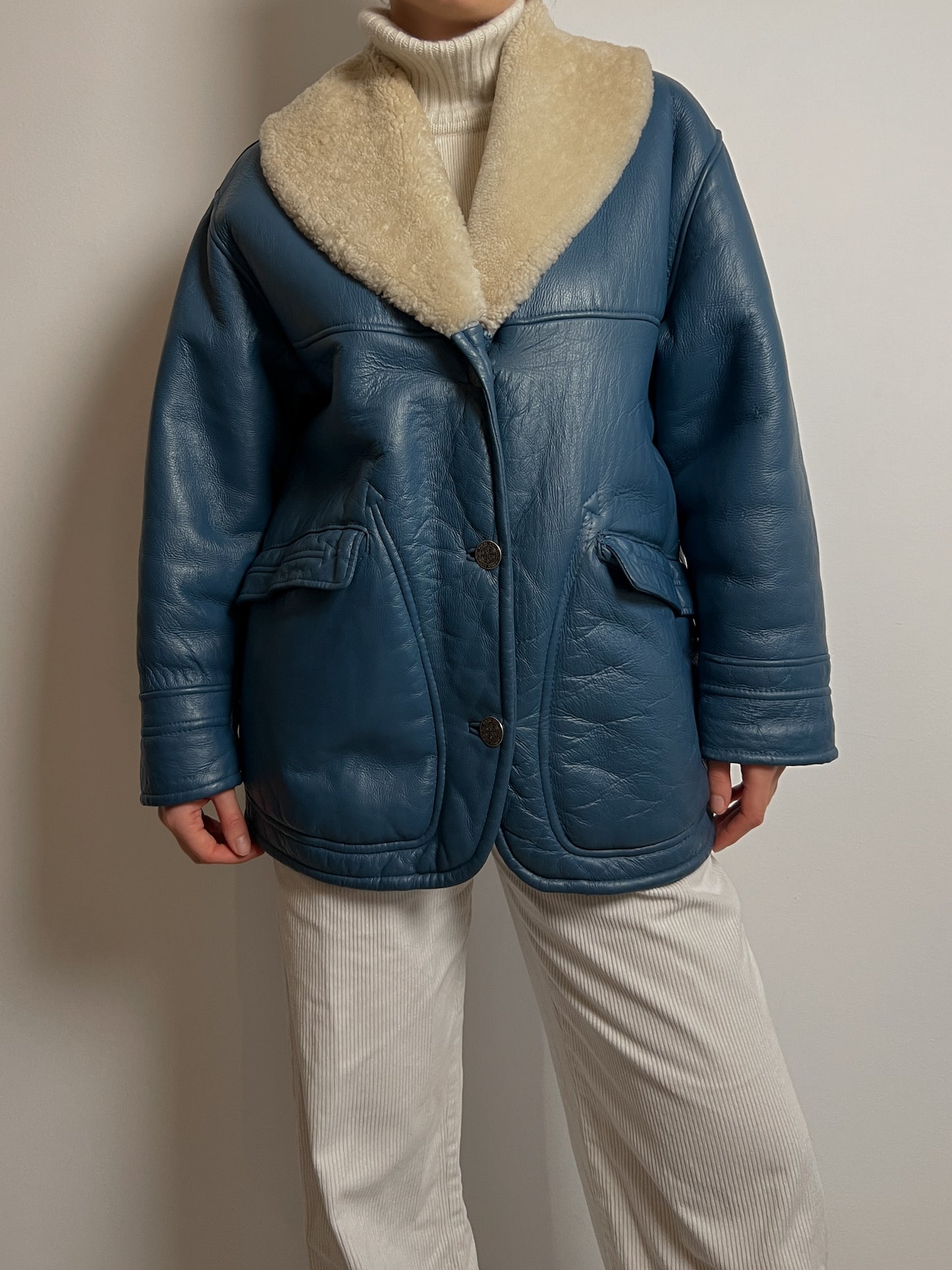 Vintage blue Shearling coat