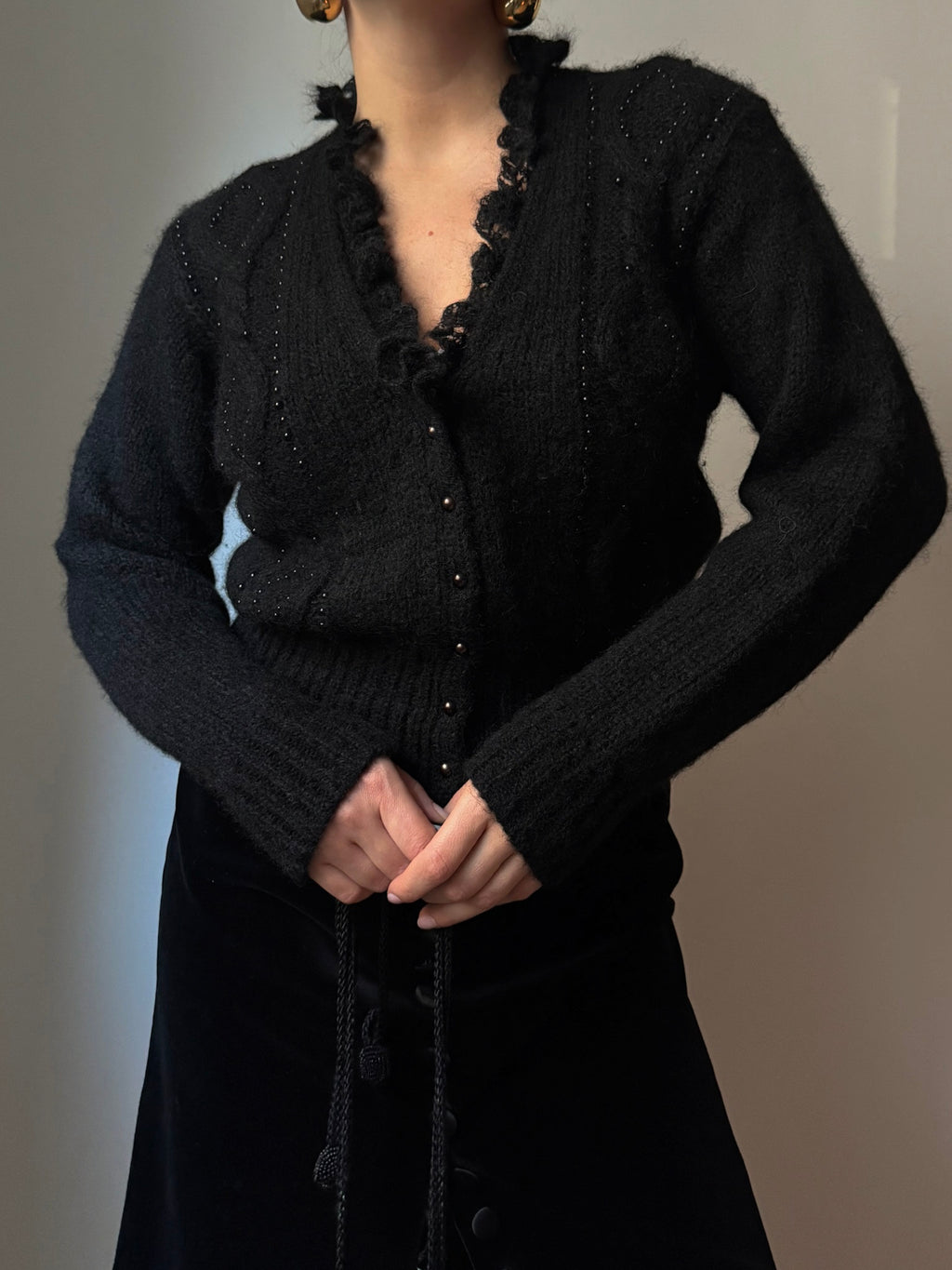 Mohair black romantic cardigan