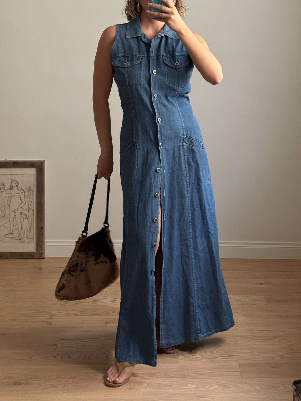 Denim long dress