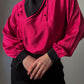 Pure silk black and cyclamen blouse