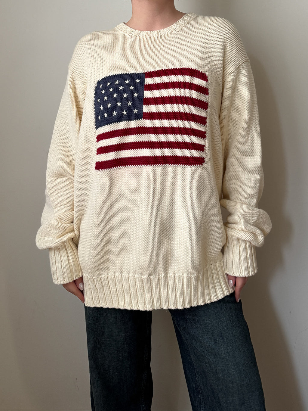 Maglione Polo Ralph Lauren in puro cotone con bandiera