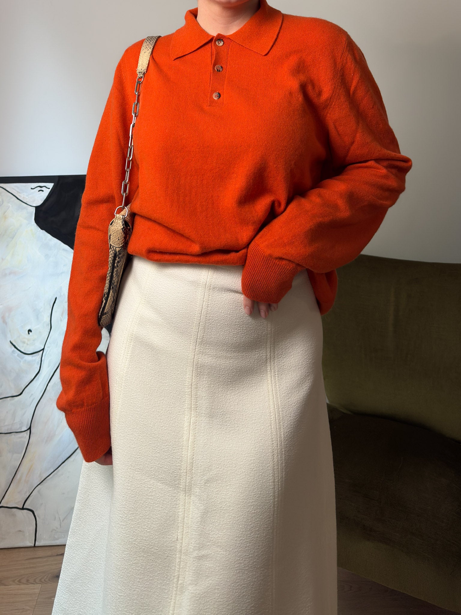 Pure cashmere orange pull