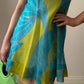Pure silk sky and green mini dress