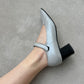 Genuine leather grey slingback