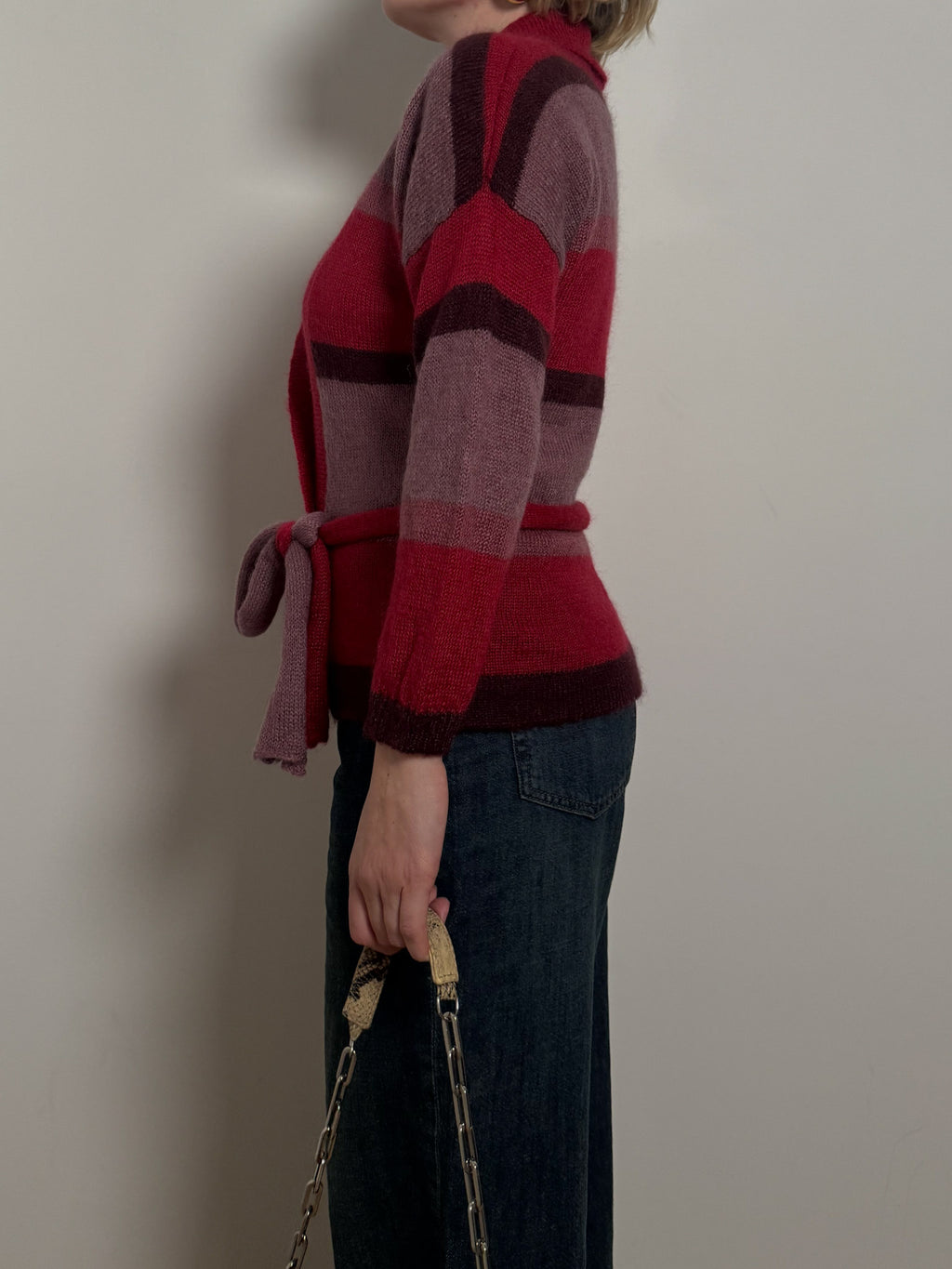 Pure wool striped cardigan