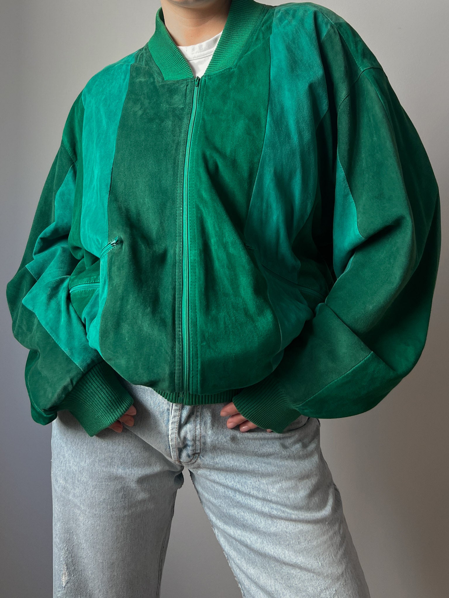 Al Duca D'Aosta real suede green bomber