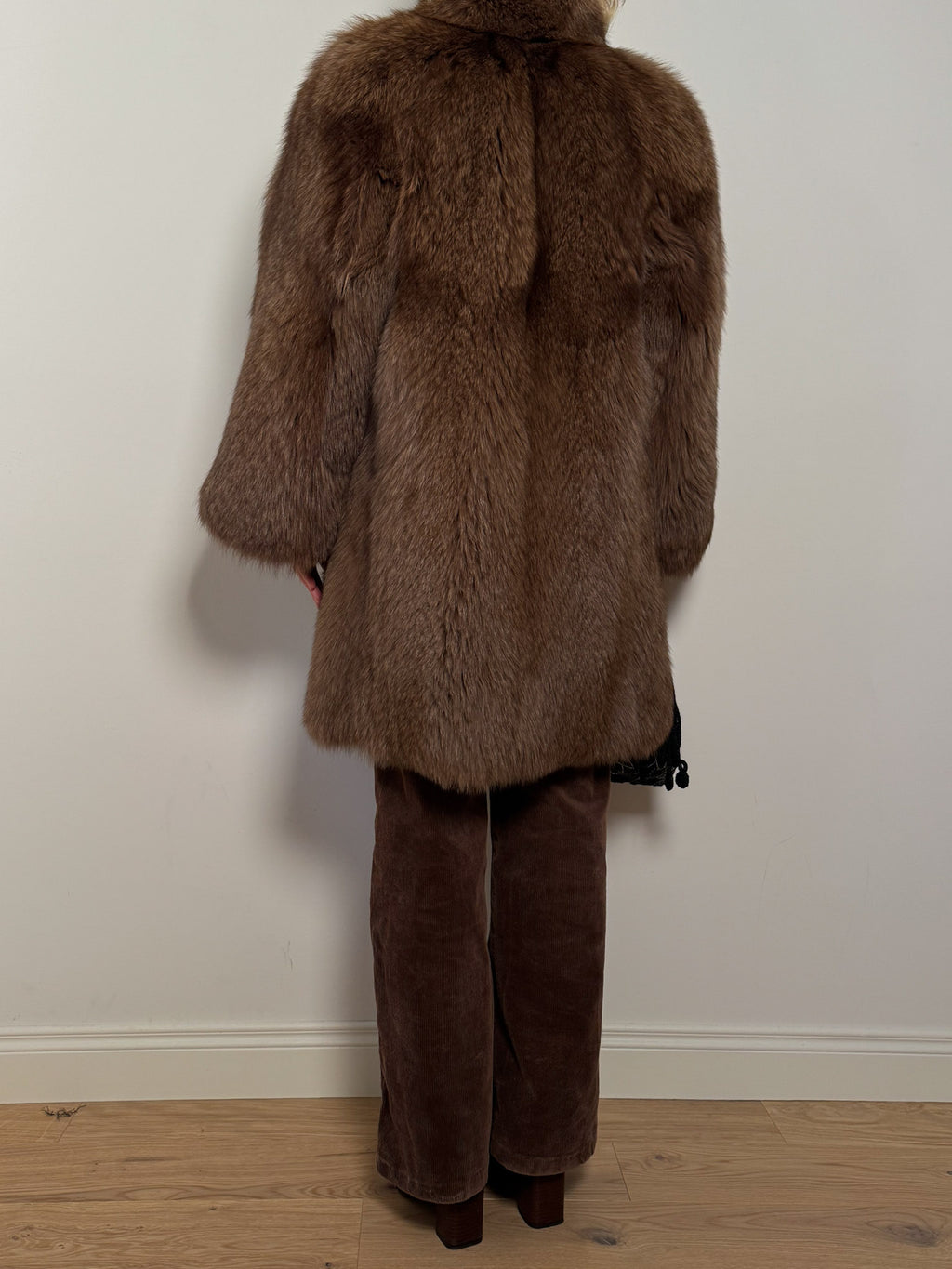Real fur brown coat