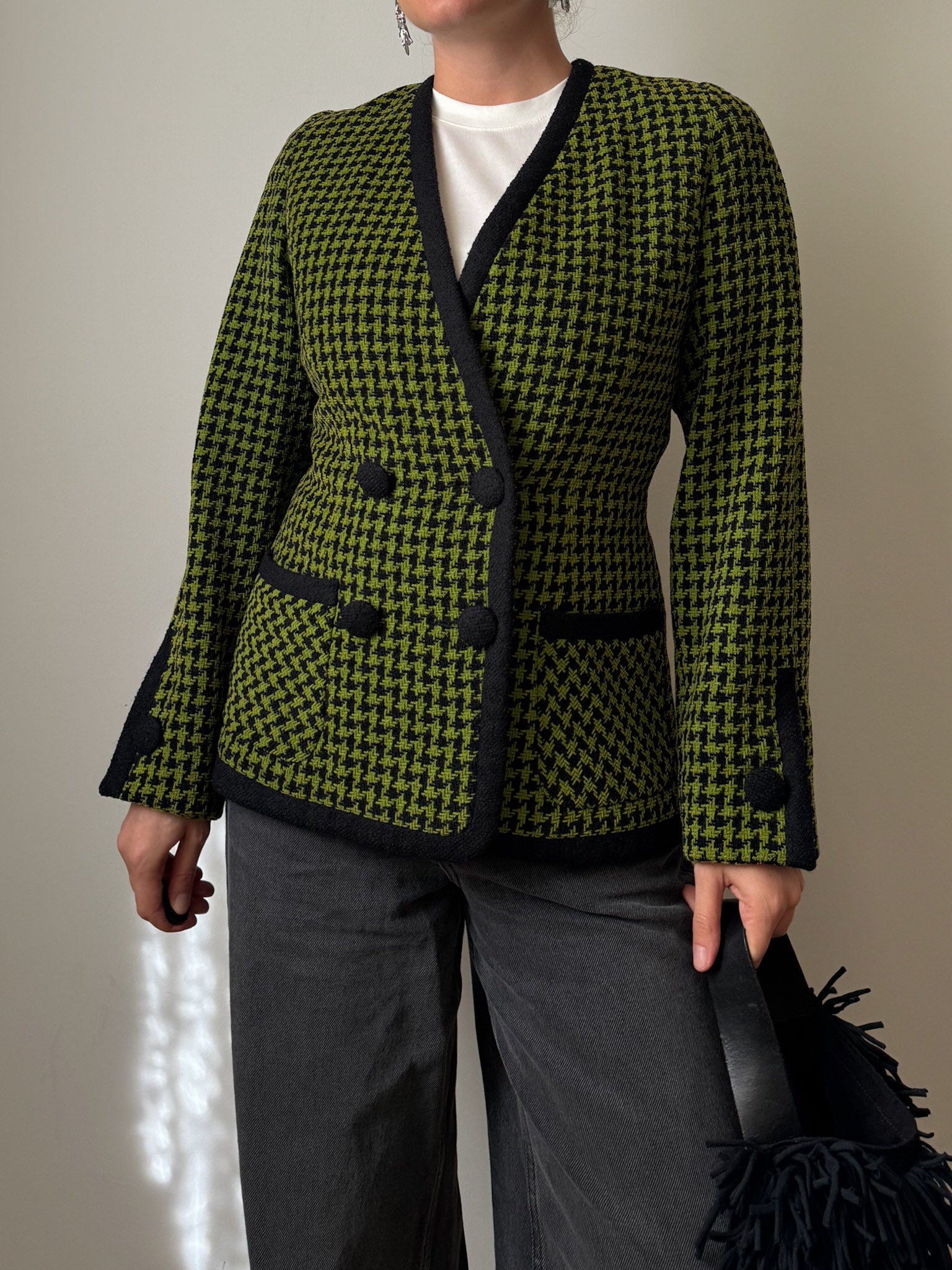 Pied de poule green and black jacket